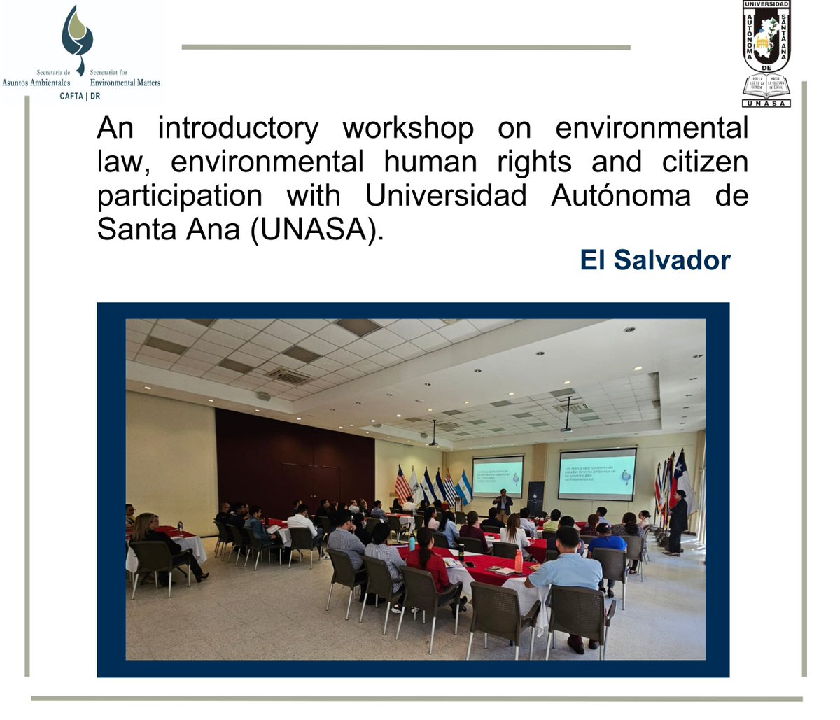 Our recent workshop on Environmental Law and Environmental Human Rights, in collaboration with <a href="/unasasv/">UNASA</a> was a tremendous success. Thank you once again to UNASA and all participants for making this event a memorable and impactful one. #EnvironmentalLaw #HumanRights