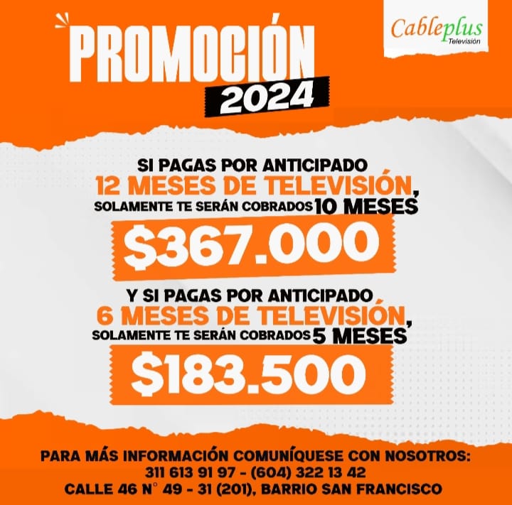 CableplusGuarne's tweet photo. 📷 Aprovecha nuestra promoción en el servicio de televisión de Cableplus 📷 https://t.co/WHMv9qmfUp