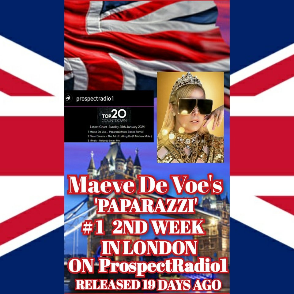 #Houston proud, another huge artist coming out of the #htown #musicscene 2 WEEKS STRAIGHT AT #1 IN LONDON on The ProspectRadio1 Indie Station! GenZ leader Maeve De Voe in her 72ND WEEK OF TOP 20 HITS SINCE MAY 2022 Go 2 THE MAEVE DE VOE YOUTUBE CHANNEL FOR THE VIDEOS #streaming