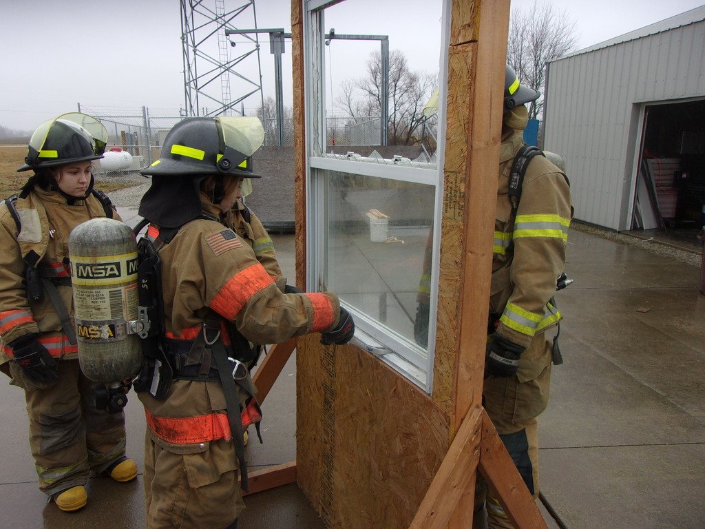 Fire & Rescue students practicing forced entry. 
#SCCexperience #SCChandsonlearning #SCCfirerescue #Firefighters #FireSafety