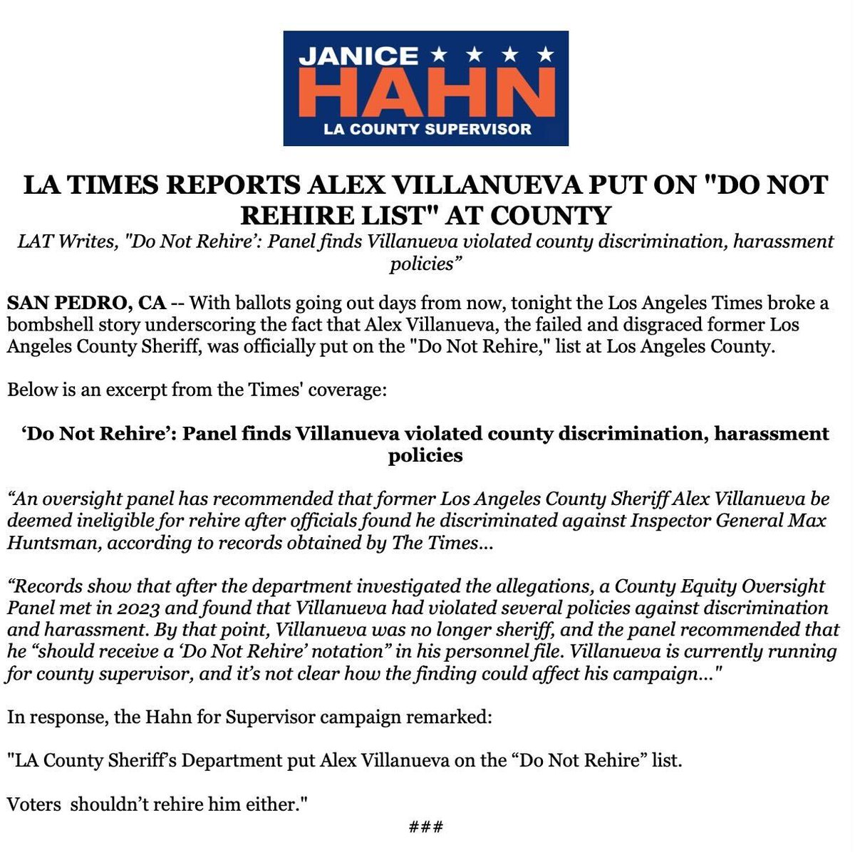 Janice Hahn tweet media