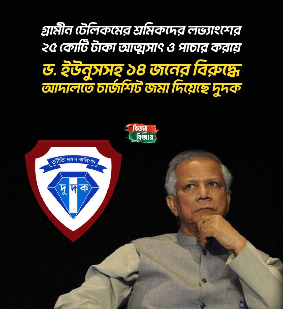 #DrYunus and 14 others face charges for #embezzlement of 25 crore taka in #Grameen Telecom. #AntiCorruption Commission files chargesheet for misappropriation and #tax evasion. ⚖️📞 #GrameenTelecom #CorruptionCharges