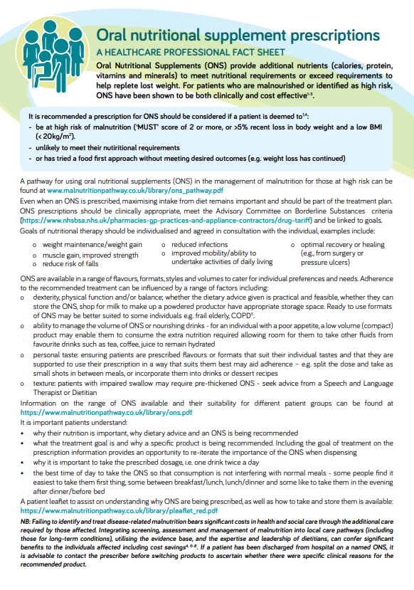 Our February resource of the month is our oral nutritional supplement (ONS) prescriptions factsheet including advice on what to consider when prescribing ONS along with links to our ONS pathway & other useful resources for professionals, patients & carers bit.ly/3XzCo7C