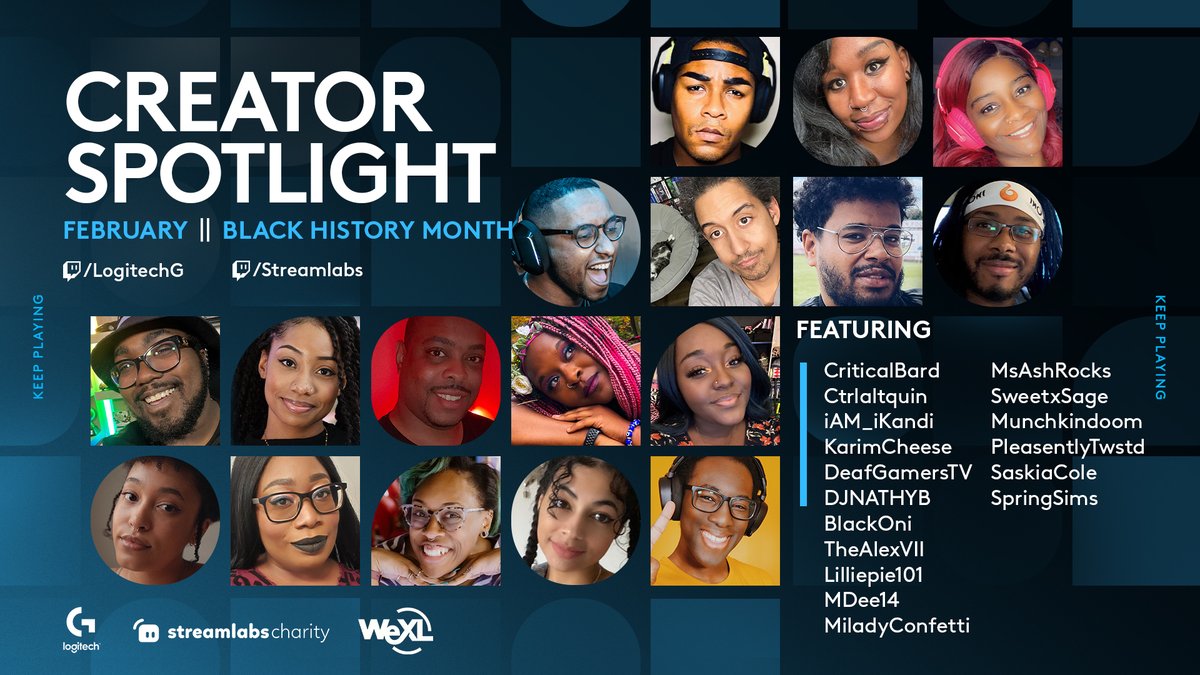 In celebration of Black History Month, ourselves and <a href="/streamlabs/">Streamlabs</a> are elevating the voices of Black creators in our newest series of Creator Spotlights. Stay tuned for updates on the streams and show your support for WeXL!

📺 twitch.tv/logitechg | twitch.tv/streamlabs