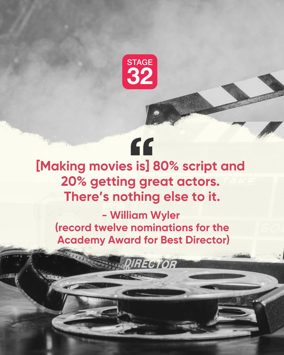 Stage32's tweet image. William Wyler has it down to a formula.

Is there more to it than this?

#moviemaking #scripts #williamwyler #quote