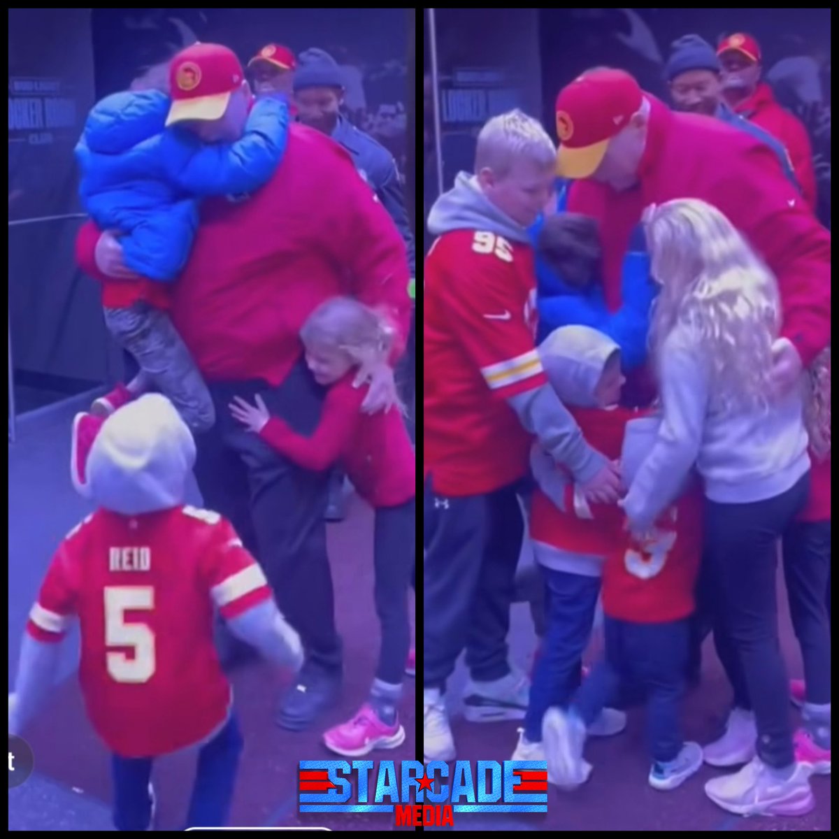 Amazing shot of Andy Reid celebrating winning another #AFCChampionship with his grandkids on Sunday.