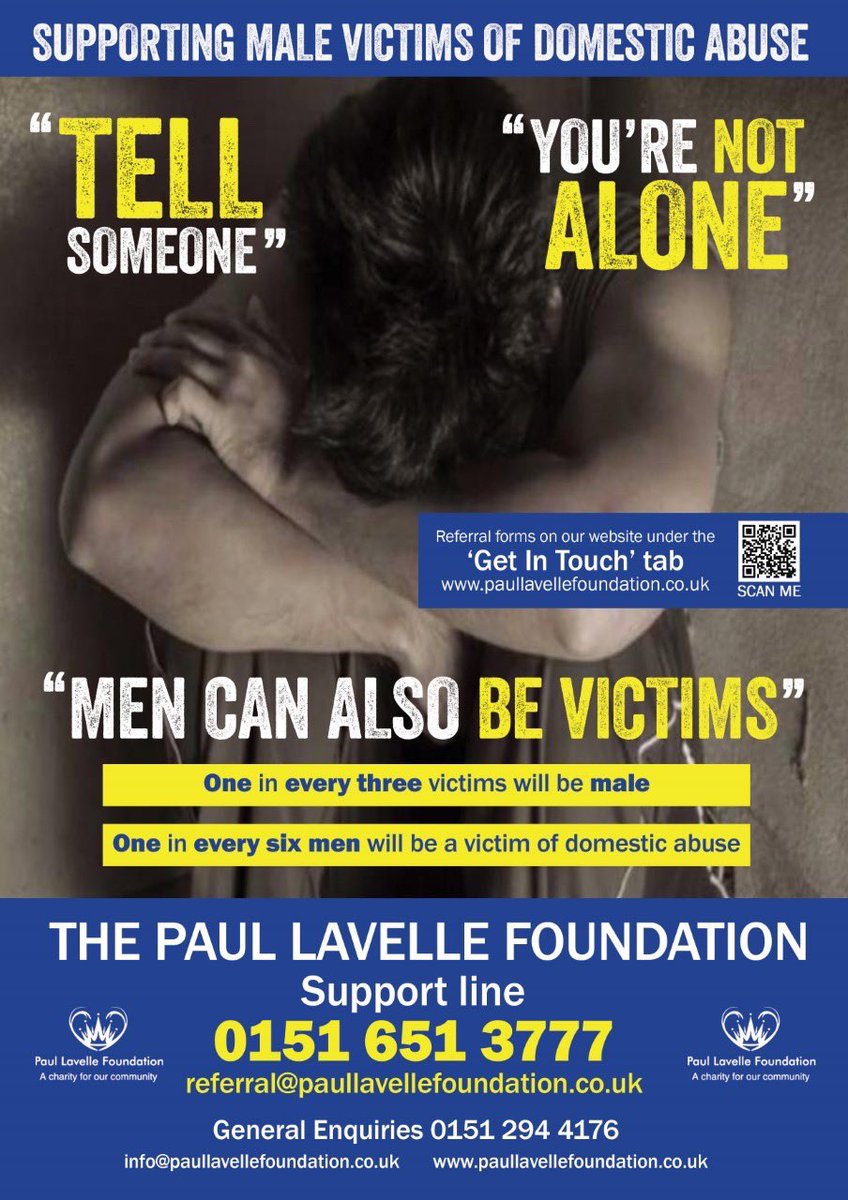 We are here to talk any day but today is #timetotalkday 
We support men damaged by domestic abuse… we also support men who have broken free to a happy life again… speak out and move to where they are now.. a few simple words can hold that key 

paullavellefoundation.co.uk/referral-forms…