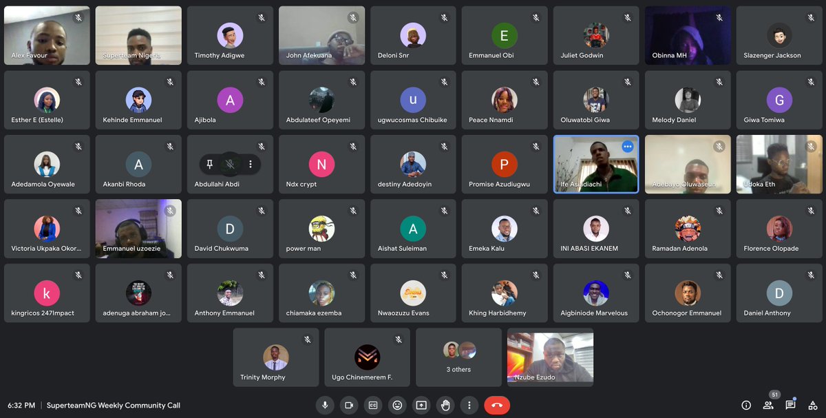 NzubeEzudo's tweet image. 51 @SuperteamNG attendees for the community call 🔥🔥🔥🔥. Quality and engagement are going in the right direction. Something is definitely working. The community is growing even after the purge.