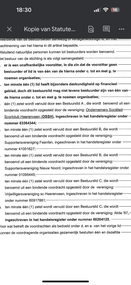 En daarbij is de onafhankelijkheid van de leden van het stichtingsbestuur ook nog eens gewaarborgd. Daarnaast vertegenwoordigen 5 van de 7 bestuursleden een achterban zoals bijvoorbeeld <a href="/nieuwnoord/">Nieuw Noord</a> en <a href="/FeanFanSV/">FeanFan</a>. 
De governance van sc Heerenveen zit gelukkig heel goed in elkaar.