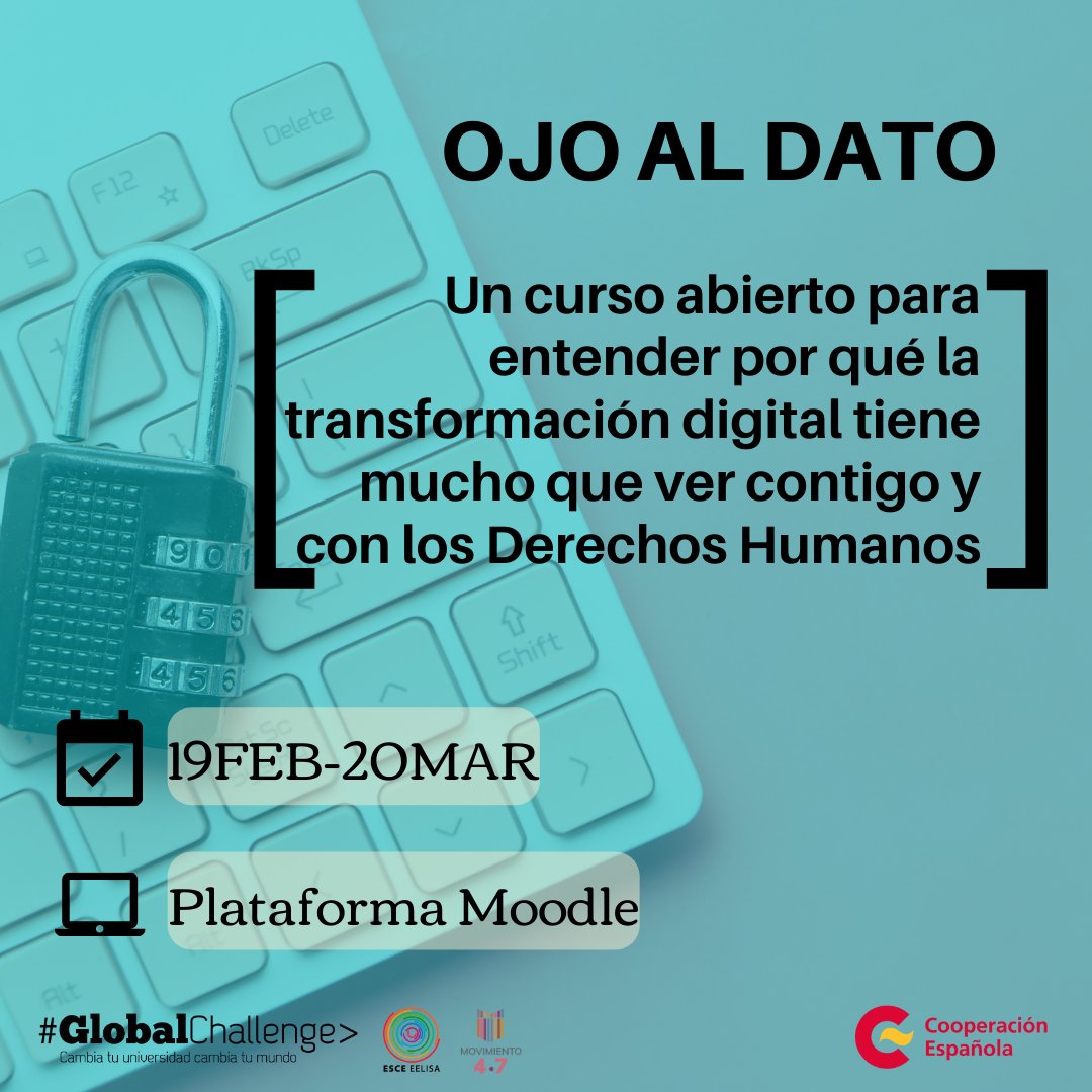 OngawaUni's tweet photo. Con #OjoAlDato daremos un repaso a cómo el big data ha cambiado nuestras vidas, al lado oscuro de la IA, y a lo que podemos hacer para que los datos nos ayuden a vivir mejor
✏️INFO E INSCRIPCIONES: https://t.co/1vX3Dx1RA1
#movimiento4punto7 https://t.co/Diio7ME20f