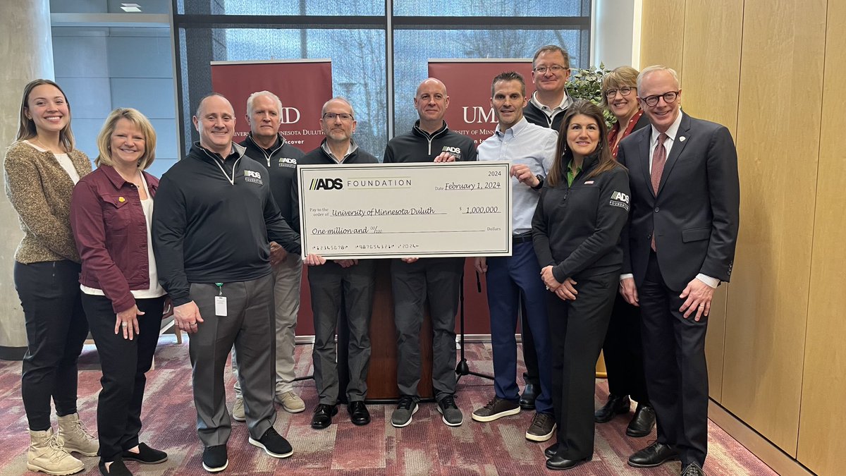 A million dollar day at UMD! Largest corporate donation in the institution’s history from Advanced Drainage Systems. Money will fund scholarships and research at Advanced Materials Center. Details, ⁦<a href="/wdiowirt/">WDIO News</a>⁩ on The Five.