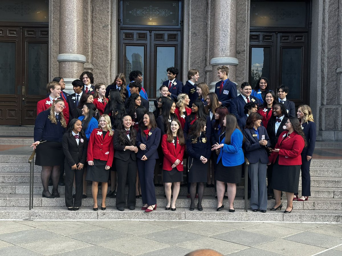 TAFEState's tweet photo. We are excited to kick off CTE month with our fellow Texas CTSO’s at Capital Leadership and learning to advocate for ALL CTE programs in Texas. @EducatorsRising #EdRising24 #tafeturns40 https://t.co/y10t9MQFrI