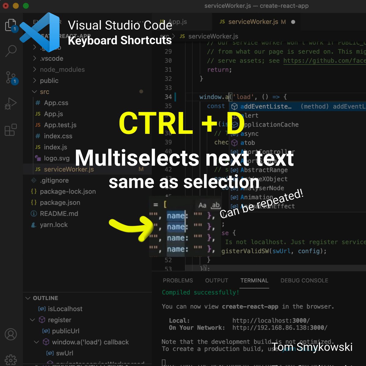tomaszs2's tweet image. Moving to the multicursor operations in #vscode. Impressive!

#react #vscodeshortcuts #programming