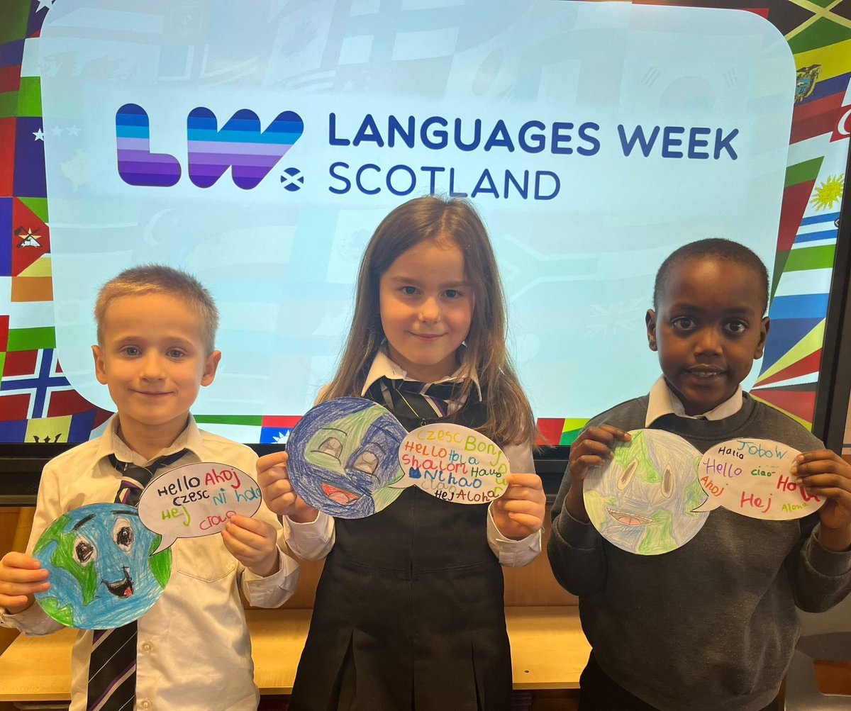 sja_languages's tweet photo. P2 have been celebrating Language Week Scotland by learning how to say hello in different languages around the world @st_johnsacademy #ScotlandLovesLanguages https://t.co/tqqhDGOLtM