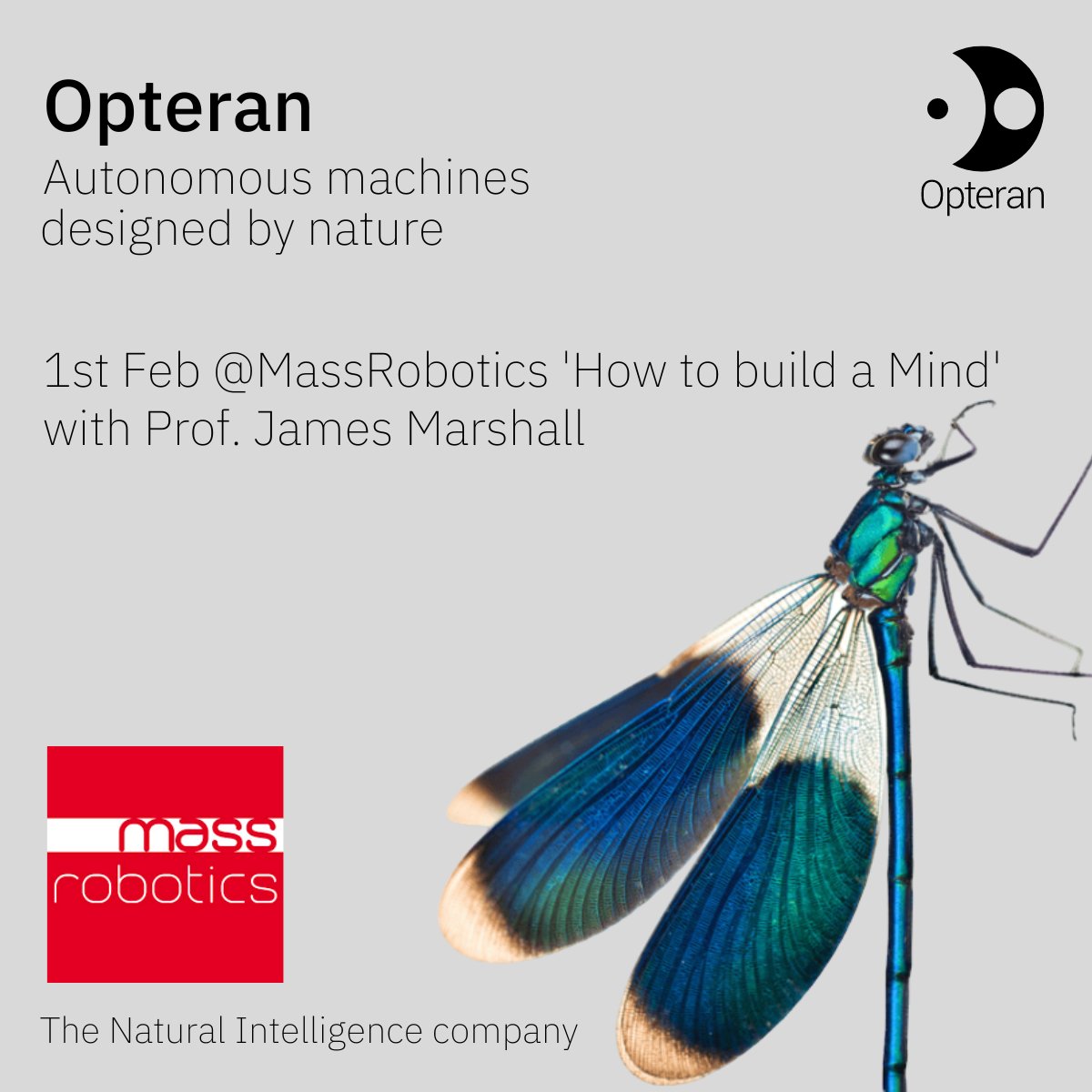 Opteran Technologies (@opterantech) on Twitter photo .@Opteran is speaking <a href="/MassRobotics/">MassRobotics</a> on brain biomimicry as a solution for machine navigation. We will be joined by Steve Branch <a href="/LocusRobotics/">Locus Robotics</a> discussing the challenges deploying AMRs. #AMR #AGV #SLAM #autonomoussystems #naturalintelligence #robotics .@Opteran is speaking <a href="/MassRobotics/">MassRobotics</a> on brain biomimicry as a solution for machine navigation. We will be joined by Steve Branch <a href="/LocusRobotics/">Locus Robotics</a> discussing the challenges deploying AMRs. #AMR #AGV #SLAM #autonomoussystems #naturalintelligence #robotics