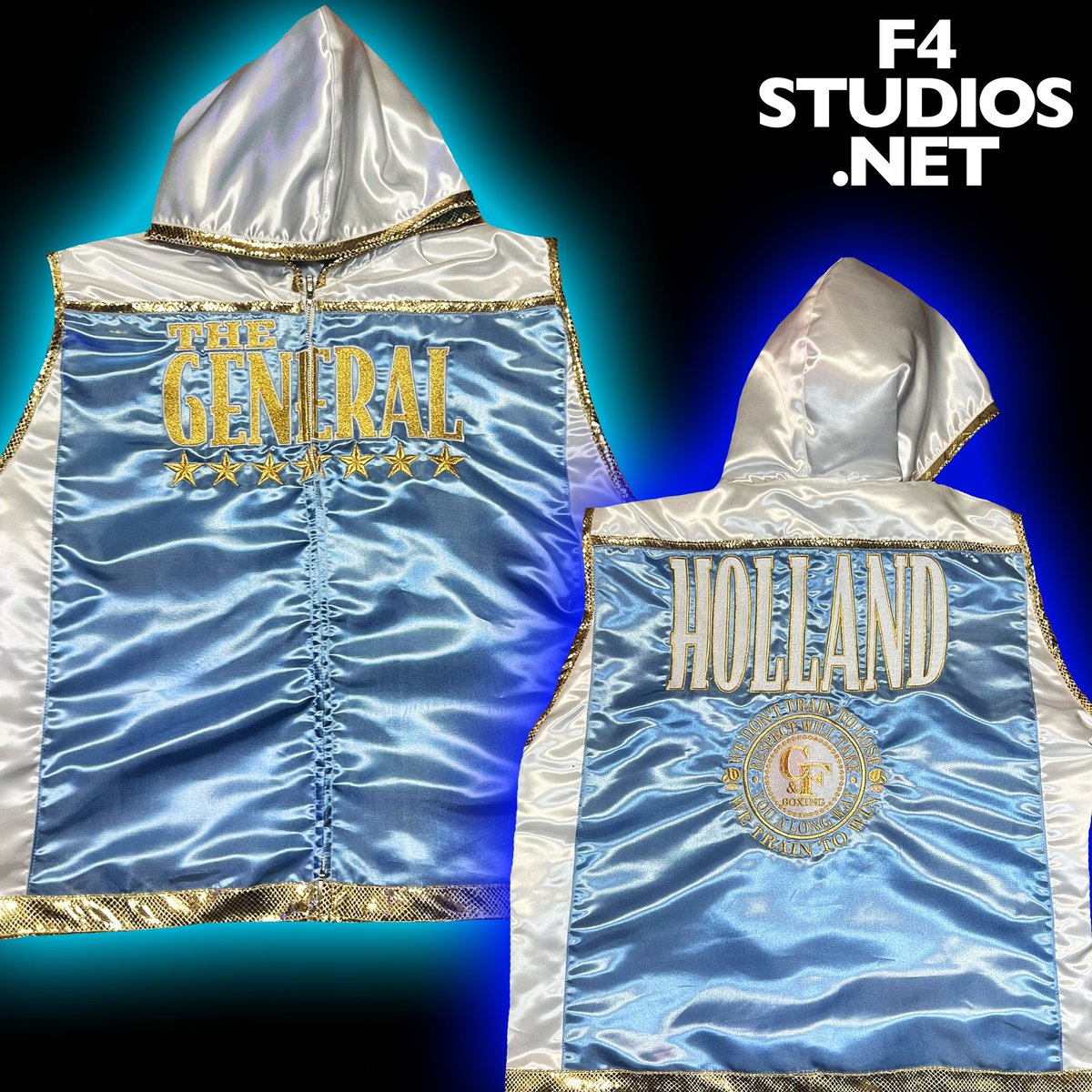 Custom Outfit for Gregory “The General” Holland @lightskingeneral #F4STUDIOS  #customboxingoutfits #boxingoutfits #boxingoutfit #fightwear2champions #boxingkit #customboxingkits #customoutfit #proboxer #boxinguniforms #boxingtrunks  #boxingshorts #boxing #boxinglifestyle #boxeo