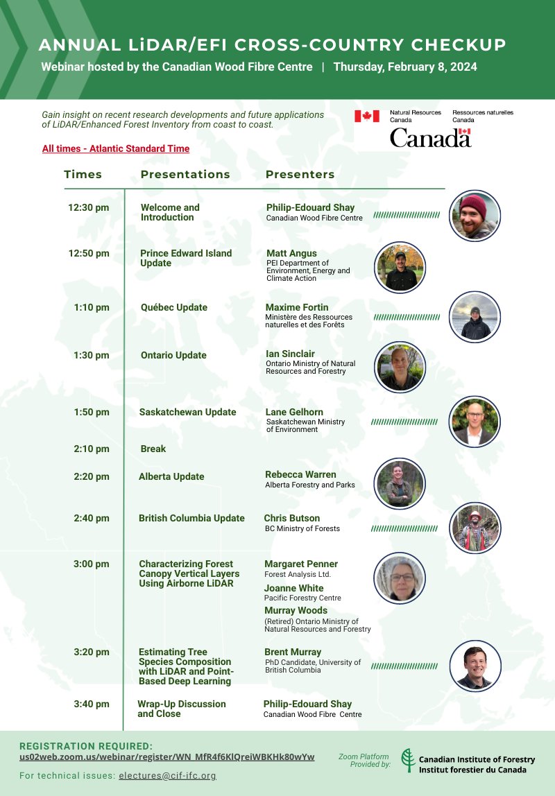 CIF_IFC's tweet photo. Gain insight on recent research developments and future applications of LiDAR/Enhanced Forest Inventory from coast to coast 🇨🇦🖥️🌳 @cwfc_ccfb's 2024 Annual LiDAR/EFI Cross-Country Checkup is taking place next Thursday, February 8th! Register here: https://t.co/75P3SV7q0j https://t.co/oqxiaPuOkX