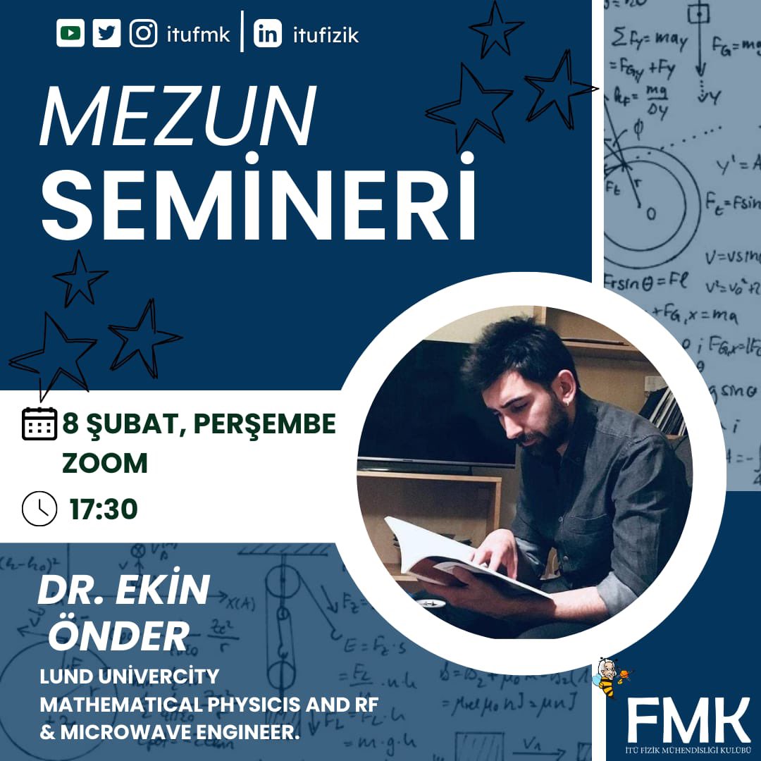 itufmk's tweet photo. Merhaba arkadaşlar, bu seneki Mezun Seminerlerimizin ikinci konuşmacısı değerli mezunumuz Dr.Ekin Önder olacak ve etkinliğimiz 8 şubat 17.30 saatinde gerçekleşecektir.
Etkinlikten önce katılım linki sosyal medya hesaplarımızda paylaşılacaktır.Tüm fizikseverleri bekleriz!
#itufmk https://t.co/5cTIIi5sKE