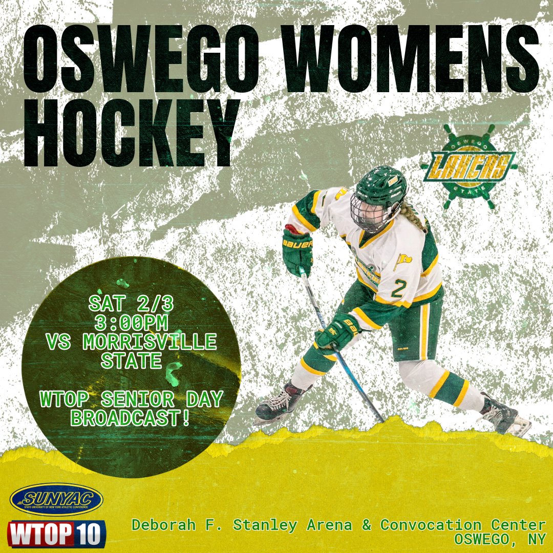 It's a big weekend for <a href="/wtop10/">WTOP-10 TV</a> as history will be made! Tomorrow is the first-ever all-women broadcast when <a href="/OswegoMHockey/">Oswego Lakers Men’s Hockey</a> takes on <a href="/BportAthletics/">Brockport Athletics</a> with pregame starting at 6:30PM, and puck drop at 7! Saturday <a href="/OswegoWHockey/">Oswego Womens Hockey</a> will take on <a href="/MSCMustangs/">Morrisville Mustang Athletics</a> with pregame at 2:30PM!