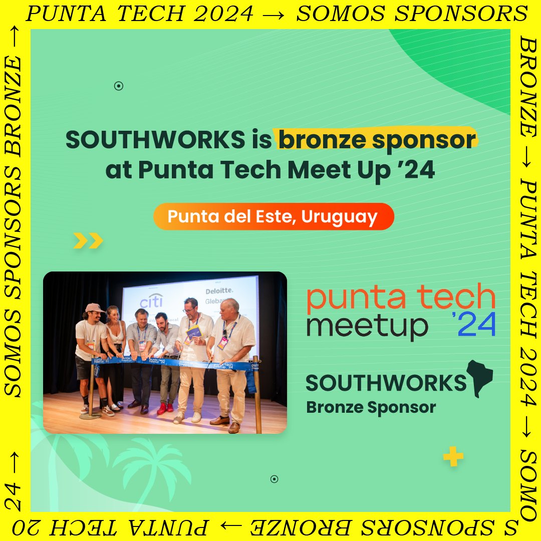 southworks's tweet image. 🧵 1/4 #SOUTHWORKS January Round-up 🚀💥
We started the year by joining #PuntaTech2024 🇺🇾 🥉 as a bronze sponsor alongside Microsoft for an impactful gathering of #technology minds 🤝 🙏 #innovation #Collaboration #PTM2024 #puntatech