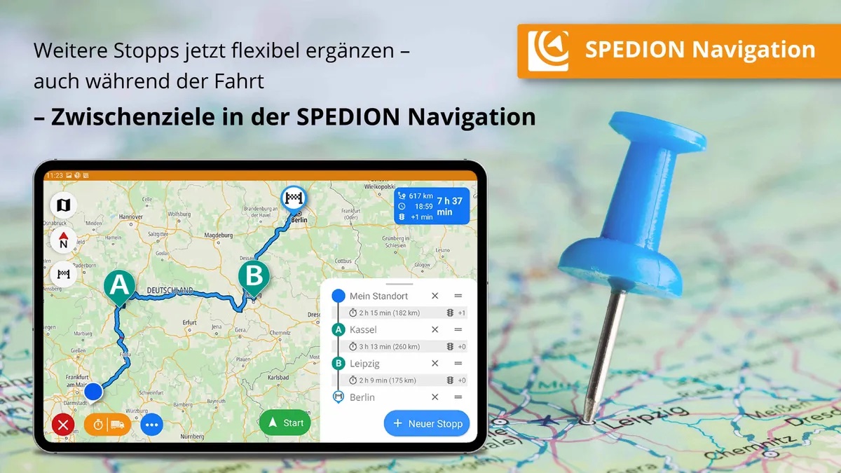 spedionapp's tweet photo. Zwischenziele eingeben? Stopps ergänzen oder löschen? Neue Funktionen in  unserer SPEDION Navigation mit Live Traffic Daten erlauben eine noch  komfortablere Routenplanung. Fragen Sie Ihren SPEDION Kundenbetreuer  nach dem neuen Navigationssystem! 
https://t.co/xcXF006rAu https://t.co/gqR3GcSoKj