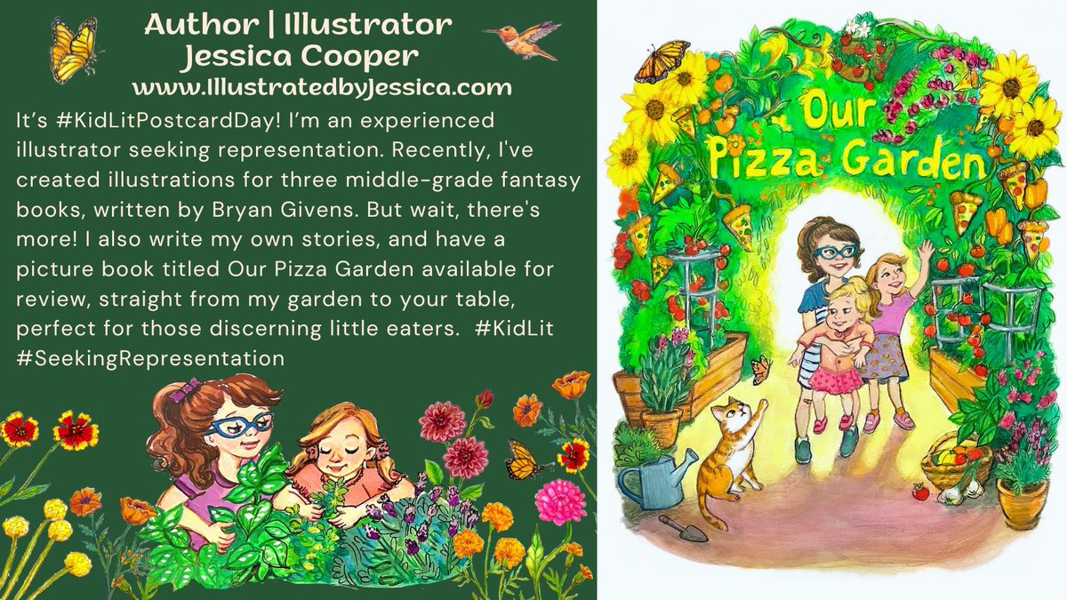 Happy #KidLitPostcardDay! I’m an experienced illustrator seeking representation. I love painting kids and nature. I also have a garden to table #picturebook dummy available for review.  IllustratedbyJessica.com