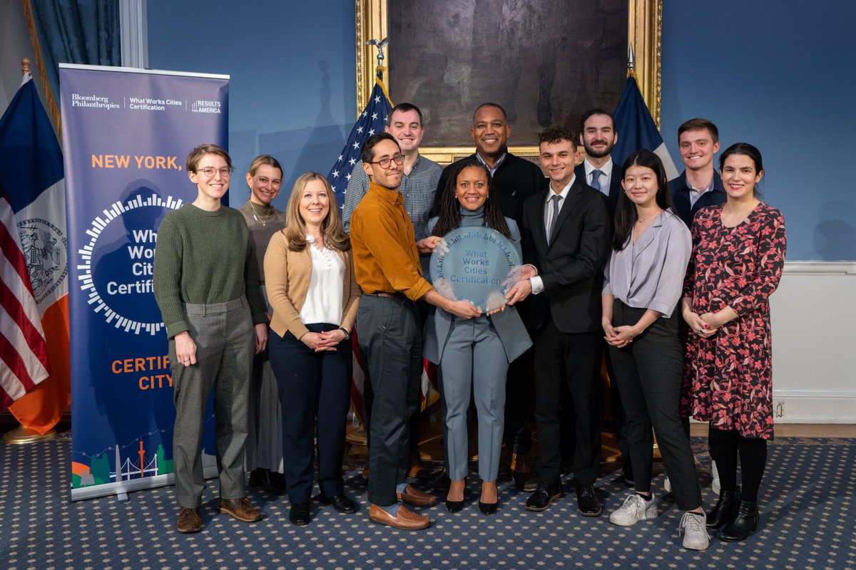 NYCMayorsOffice's tweet photo. Thrilled to announce that New York City has been awarded the prestigious Platinum Certification by @BloombergDotOrg and @Results4America's What Works Cities for our exceptional use of data!
@nycmayor and his administration's commitment to data-driven decision-making is setting a new standard for excellence.
This is also a historic achievement for NYC, being the FIRST city to attain Platinum Certification in its inaugural year of evaluation. #NYC #DataExcellence #PlatinumCertification