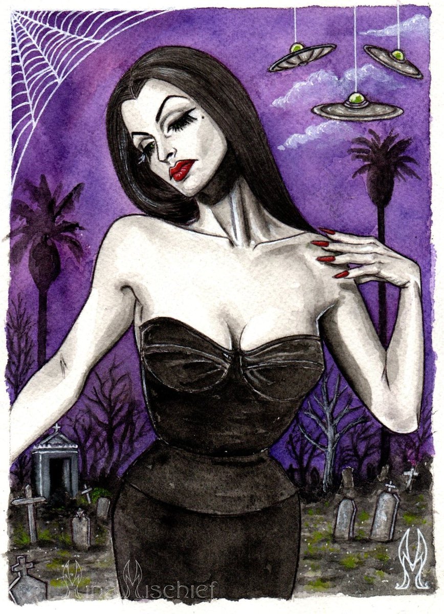 Mina_Mischief's tweet photo. Portrait réalisé en Octobre 2023 de la mythique Vampira (Maila Nurmi), incarnée par Lisa Marie dans “Ed Wood”. Pleasant nightmares...💜

 #lisamariesmith #vampiregirl #timburton #plan9 #plan9fromouterspace #horrorart #scifiart  #traditionalart #ArtistOnTwitter https://t.co/Sz2kSlMnFY