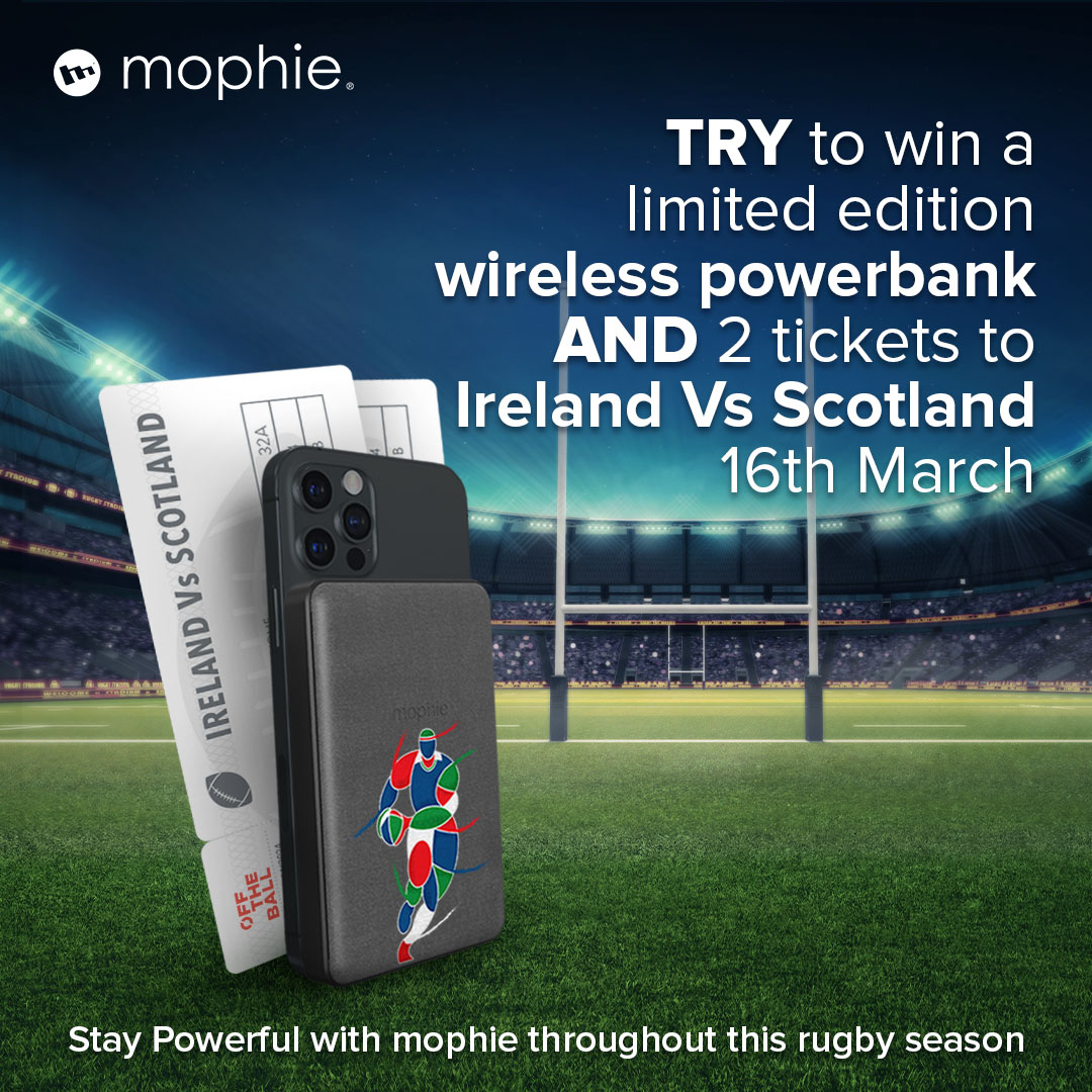 🚨Comp Time🚨 OTB have teamed up with @mophie for the Six Nations! We have limited edition powerbanks to give away everyday this week 🔋 One lucky entrant will also win 2 x tickets to Ireland vs. Scotland on 16/03/24 🏉 like and share to enter. visit @mophie T&C's apply