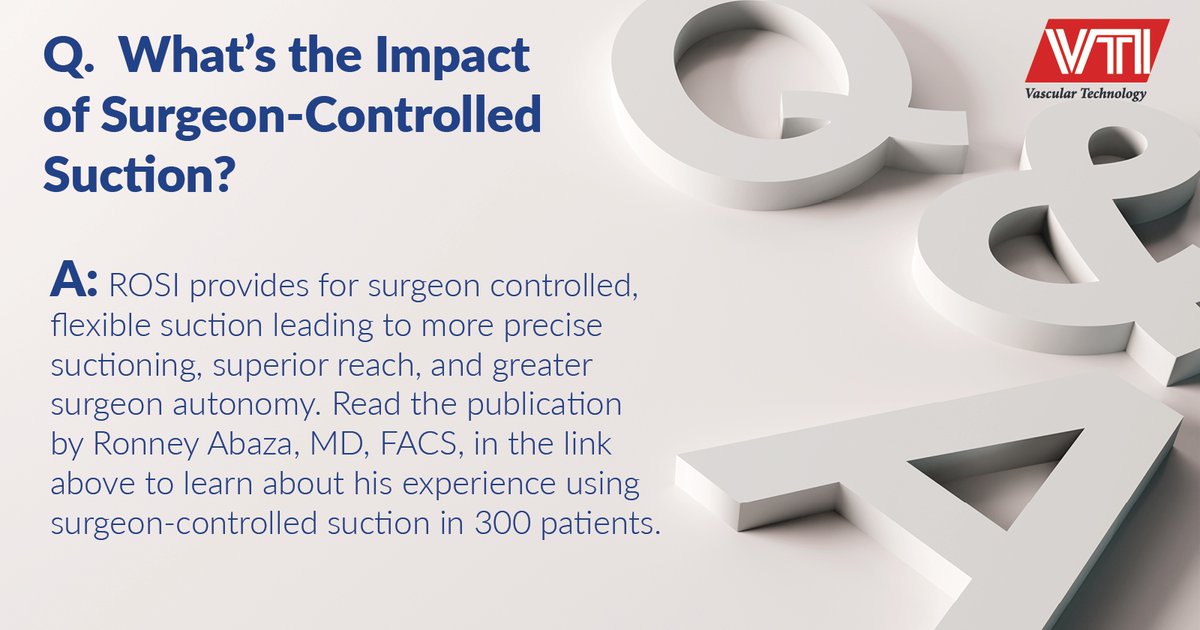 In today’s changing OR environment, ROSI offers an alternative to traditional suction-irrigation. Read about the impact surgeon-controlled suction could have in your OR here: liebertpub.com/doi/10.1089/en… #VTI #ROSI