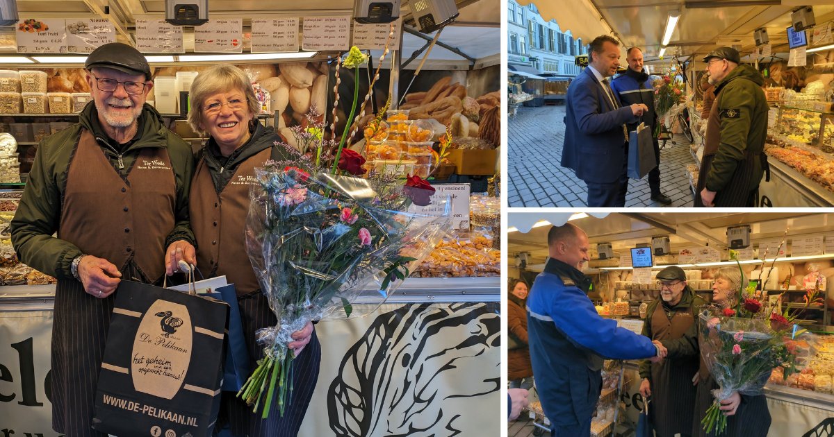 Jan en Diecky ter Weele, vertrouwde gezichten op de markt in Warnsveld én Zutphen, gaan met pensioen. Al in 1995 stond Jan met een kaaskraam in Warnsveld. Later ook met noten, en toen kwam Diecky erbij. Weer of geen weer, ze stonden er. Dank voor jullie inzet en enthousiasme!