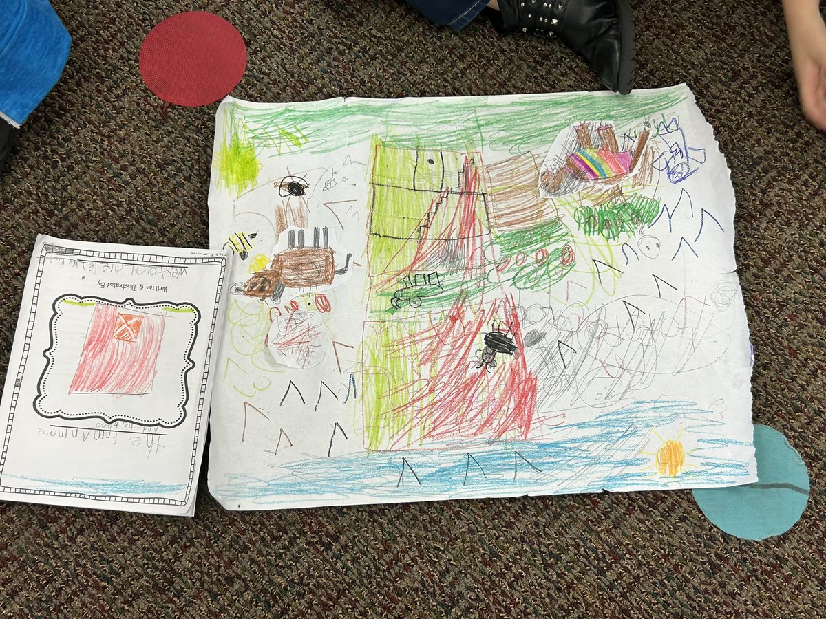 What a great day in <a href="/mpickens813/">Melissa Pickens</a> class!  KG students wrote their own stories with problems and solutions!   So much vocabulary-characters, setting, and events!