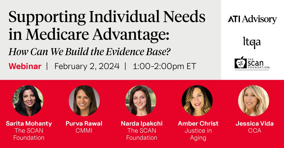 On 2/2, join TSF's VP of Policy Narda Ipakchi and I for a discussion about how #olderadults can benefit from #MedicareAdvantage non-supplemental benefits &amp; the importance of data collection to improve their care alongside <a href="/ATIAdvisory/">ATI Advisory</a> &amp; <a href="/LTQA/">LTQA</a> us06web.zoom.us/webinar/regist…