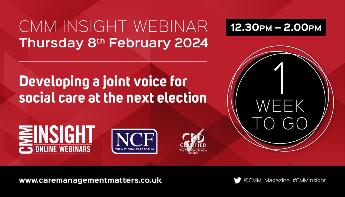 NCFCareForum's tweet image. Join us and our panel of experts from @CareWorkersFund, @Mencap_charity, @yourMHA and @TLAP1 we navigate our way to a joint voice to #speakupforcare at the next #generalelection. Our next @cmm_magazine webinar is only a week away! ow.ly/snHc50QwFt9 #CMMInsight
