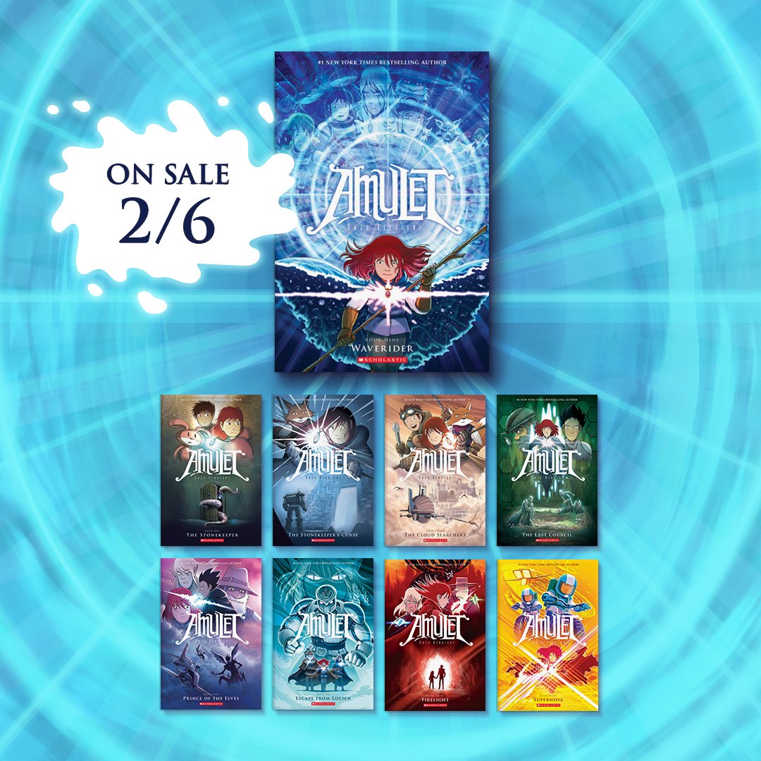 Graphix Books 💥 (@graphixbooks) on Twitter photo Join friends old and new for one final adventure in Amulet #9: Waverider by <a href="/boltcity/">Kazu Kibuishi</a>, coming 2/6/24. bit.ly/48Vjdu8 Join friends old and new for one final adventure in Amulet #9: Waverider by <a href="/boltcity/">Kazu Kibuishi</a>, coming 2/6/24. bit.ly/48Vjdu8