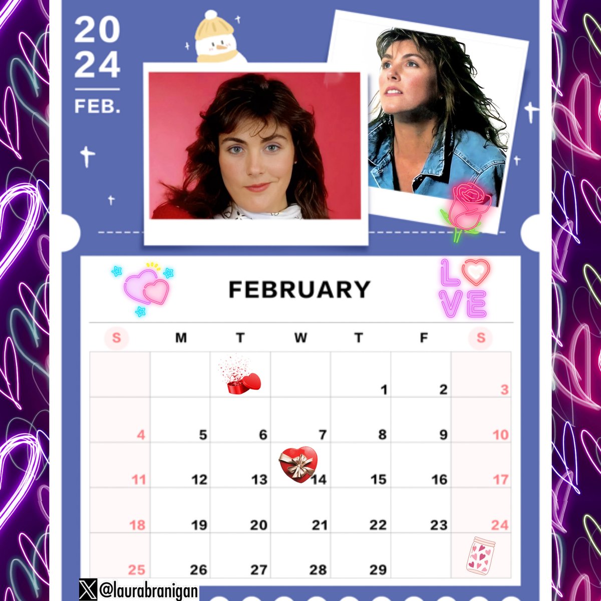 #LauraBranigan #February #Calendar #NewMonth #Love #HaveAGreatMonth #EnjoyLife #LauraBraniganFans #OtherHalfEntertainment #LegacyManagement