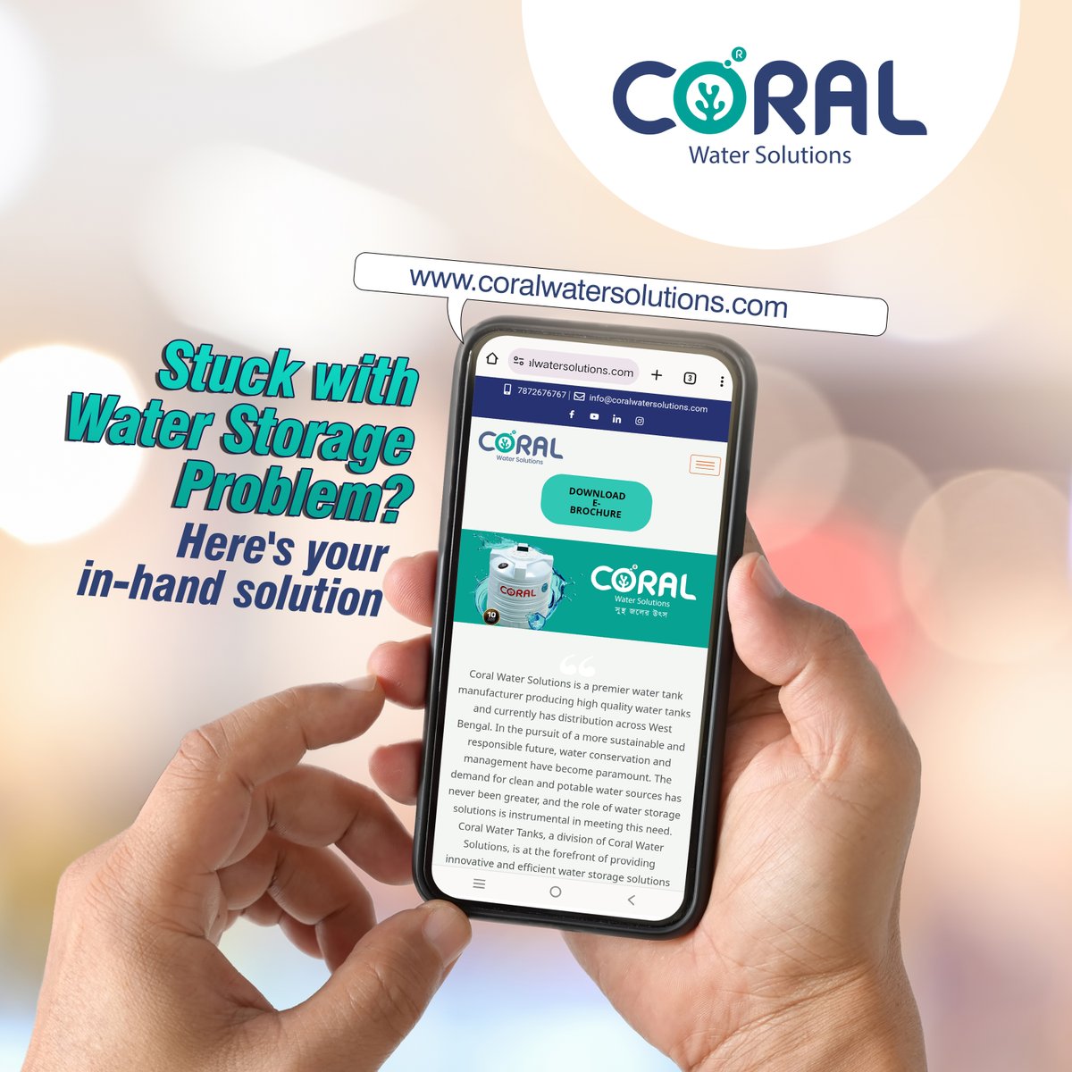 The best solution is now at your fingertips! 
Visit our website, coralwatersolutions.com

#coralwatersolutions #waterstorage #hygienicwater #healthylife #waterstoragetank #watertanks #watertank #WaterSafety #waterreservoir #cleanwaterforall #waterconservation #tankinstallation