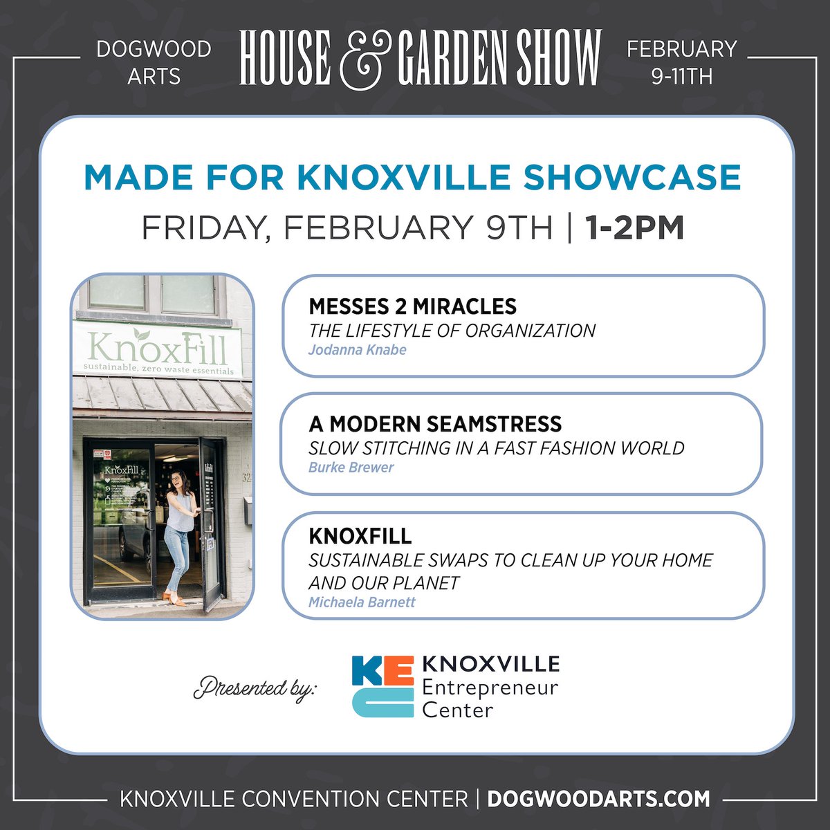 Knox_ec's tweet photo. We are excited to partner with @DogwoodArts to highlight 3 local entrepreneurs on their How-to Stage for their annual House &amp; Garden Show! 

https://t.co/LnTrrp8ecT https://t.co/UAQxtKdoYv