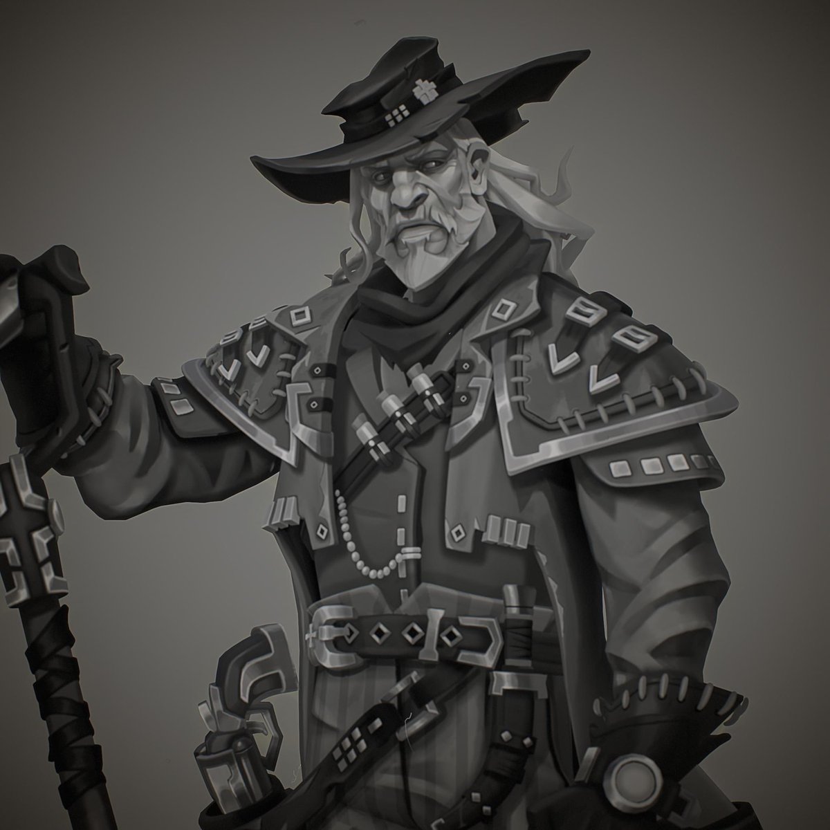 Finished up greyscale on this guy. Onto gradients and final color pass
#handpainted #gamedevelopment #characterart