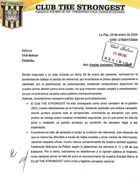 drescolateSSJ's tweet photo. La postura clara y concreta del club @ClubStrongest https://t.co/LdaHUjQr18