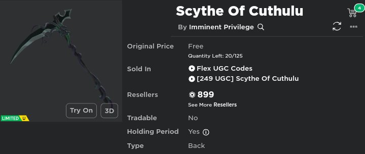 " Scythe of Cuthulu  "   Giveaway! 
    
    (1 Winner 🗡️)

Requirements:
Follow <a href="/RED_RBLX7/">RED_RBLX7 💫</a> / <a href="/Elgamer2749K/">elgamer2749K</a> / <a href="/FunnyFroger25/">Funnyfroger25</a>
Follow me on Roblox: 
roblox.com/users/16237673…

Ends tomorrow at 9 PM EST! ⏰
#Giveaway #robloxgiveaways #RobloxFreeUGC