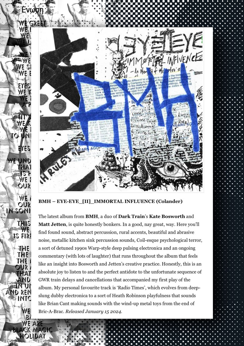 BMH_13's tweet image. Many thanks to @MJASmith of @FrthrEvidence for taking the time to kindly listen and review our album, EYE EYE [II] IMMORTAL INFLUENCE which is out now on @mightycolander 
🦹‍♂️🦹‍♀️🦜🦜☠️☠️❤️❤️
furtherdot.com