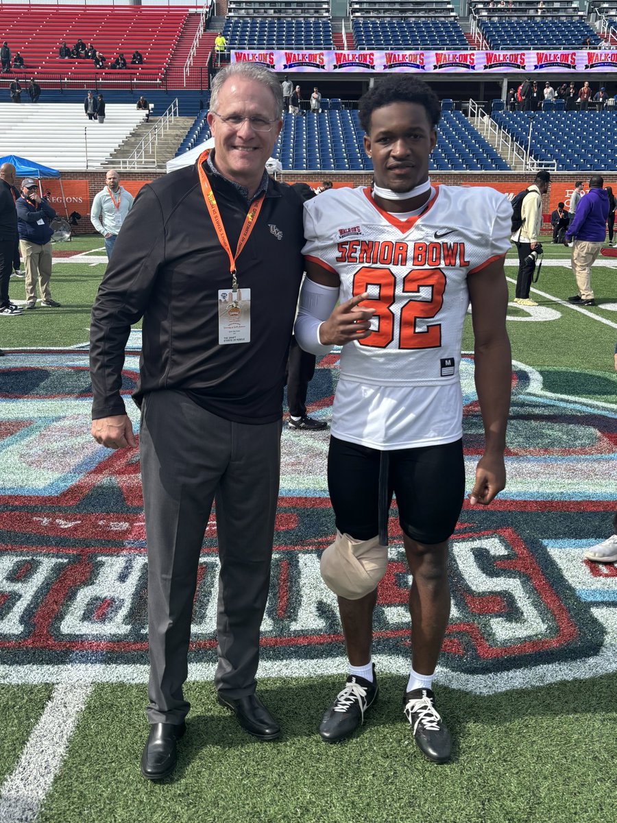 Great seeing @Javondbaker1 at @seniorbowl practice! He’s a Bigtime player and was a true joy to coach. Very proud of him!!