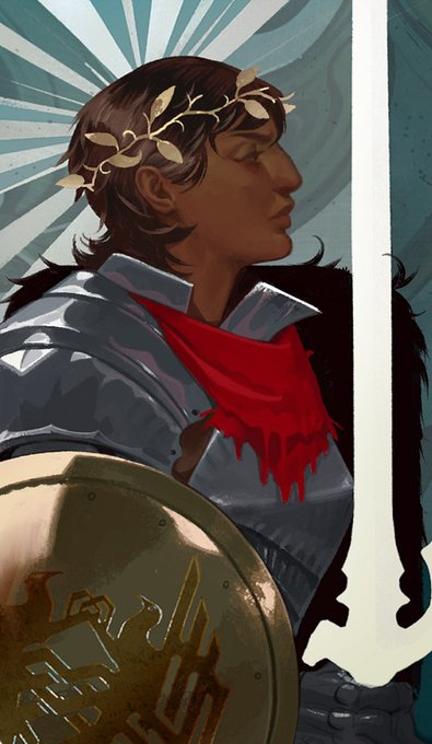 「holding shield long hair」 illustration images(Latest)