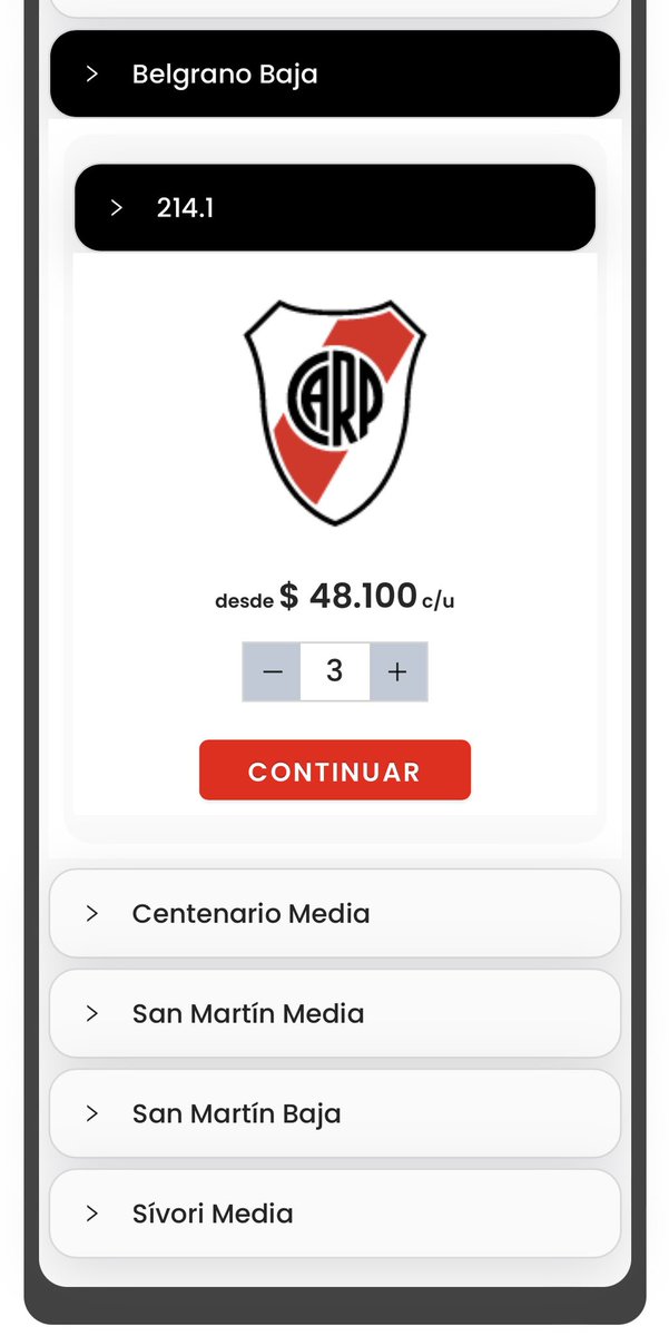 Hoy jueves, a +24hs de salidas las entradas, aún quedan todas estas ubicaciones. La más barata cuesta $35.000, detrás de un arco. Quedó un club para algunos pocos.