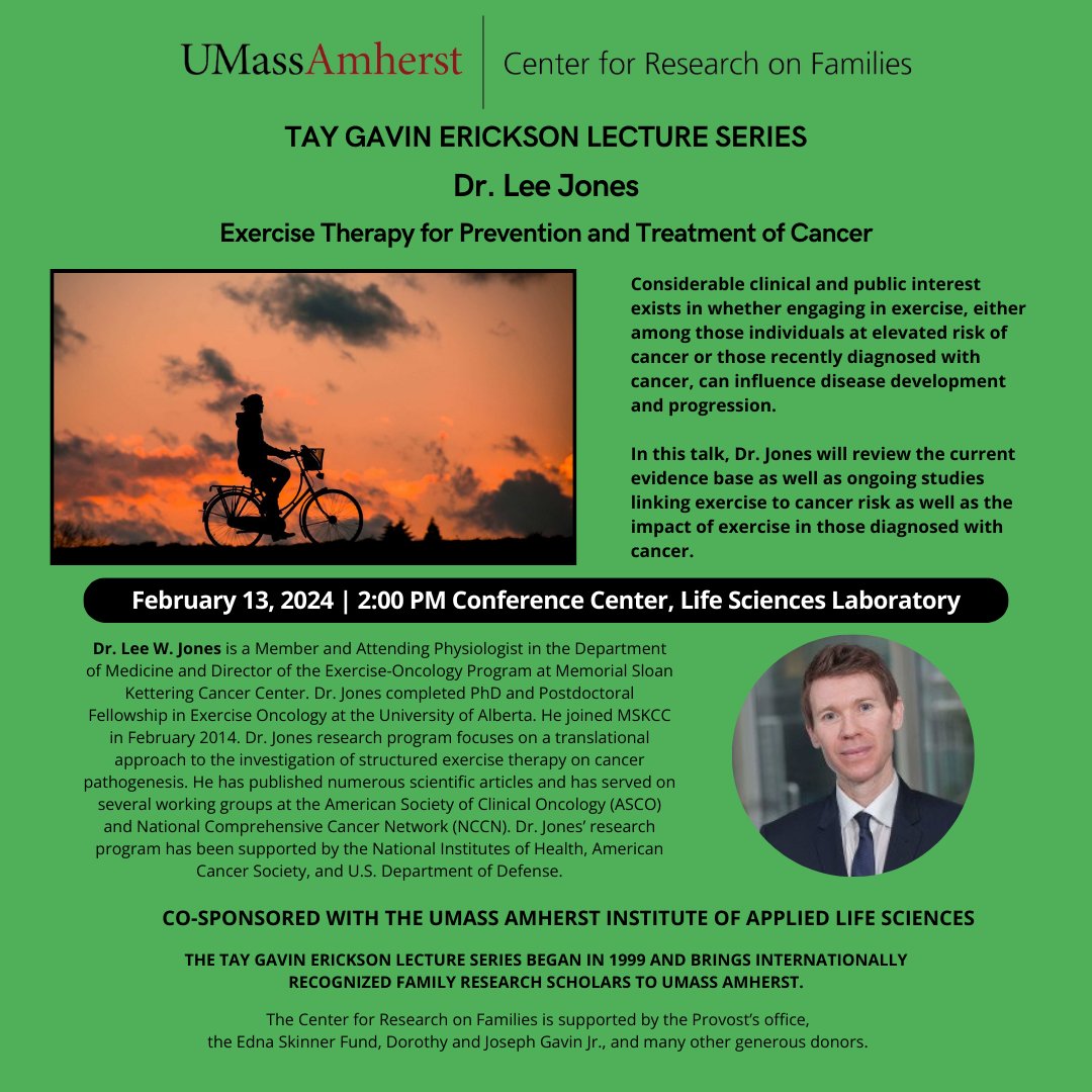 To kickoff this spring semester, CRF is teaming up with the Institute of Applied Sciences to bring a Tay Gavin Erickson Lecture! On February 13th at 2pm, Dr. Lee Jones will be discussing exercise therapy for prevention and treatment of cancer, you won't want to miss it!