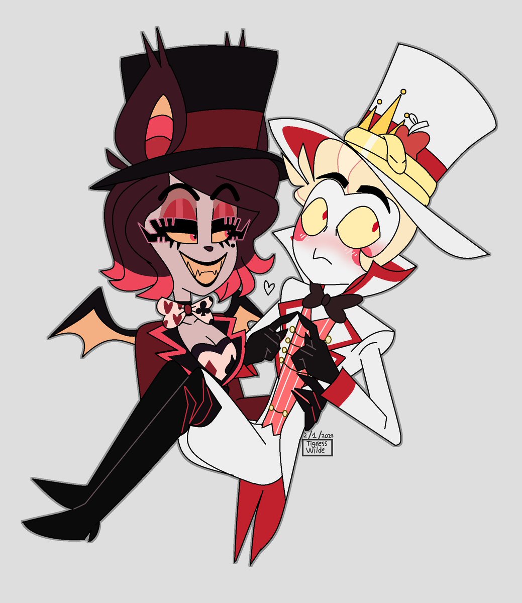 I wanna draw one of my ocs with Lucifer AAA 🦇🍎 and myess she got a redesign - - - #HazbinHotel #HazbinHotelOC #HazbinHotelLucifer #LuciferHazbinHotel