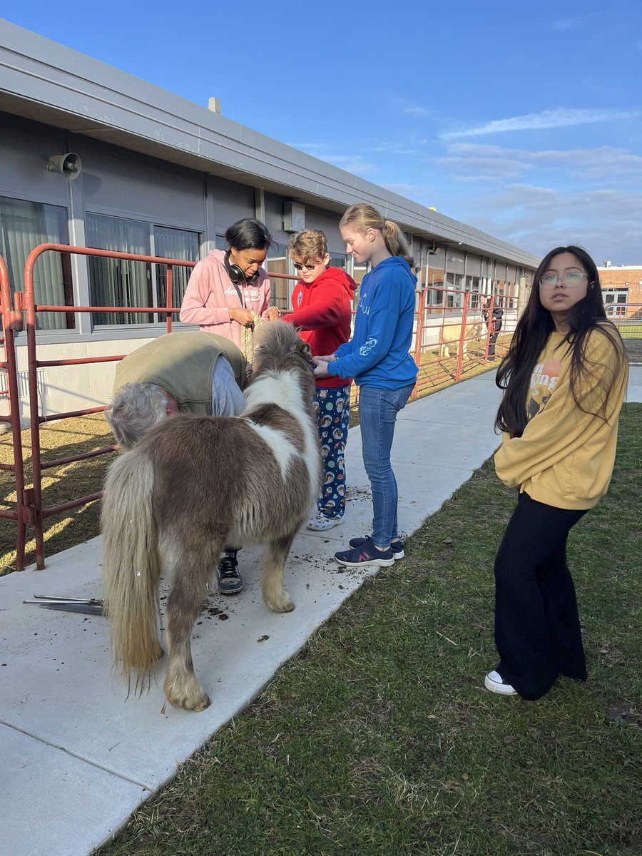 KRKester's tweet photo. We took advantage of the beautiful weather today! #Introtoanimalscience worked with the farrier to trim the horse's hooves! #advanimalscience spent additional time outside tidying the facility! @azuck1 @amystellanbc @nbc_hsprincipal @EmerMatt @NBC_FFA https://t.co/tGqduQUje8