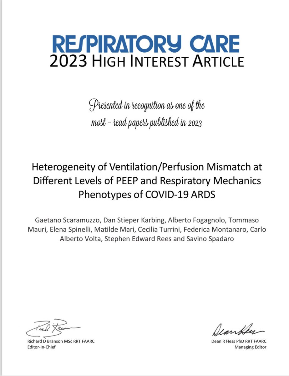 Great recognition about our paper published in #respiratorycare journal in 2023