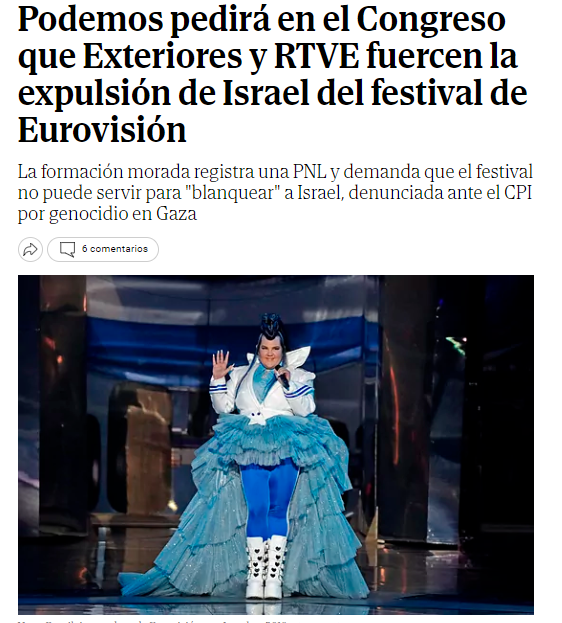 ACOM_es's tweet photo. Los podemitas que despreciaban Eurovisión por decadente, por burgués, por franquista, los comunistas que hasta hace dos telediarios trataban a los homosexuales de depravados y los internaban en campos de reeducación, ahora vienen a contarnos cómo hacer de Eurovisión un festival de la juventud estalinista, imponiendo quién y quién no puede ir. 
Si eres una democracia con garantías donde no se discrimina a nadie por su sexo, raza u orientación, cancelado. 
Lo próximo será remplazar a Israel por Hamás, con islamistas  que traten a las mujeres como ganado y cuelguen a homosexuales.